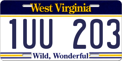 WV license plate 1UU203