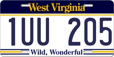 WV license plate 1UU205