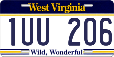 WV license plate 1UU206