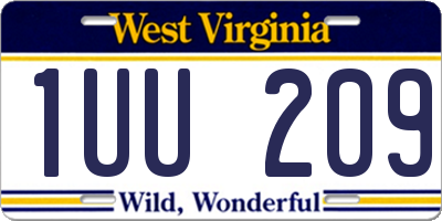 WV license plate 1UU209