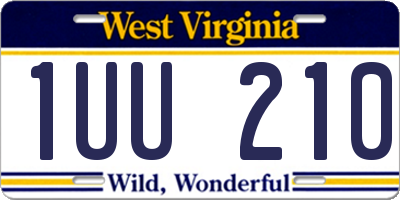WV license plate 1UU210