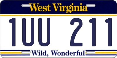 WV license plate 1UU211