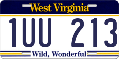 WV license plate 1UU213
