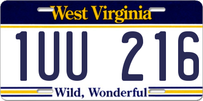WV license plate 1UU216