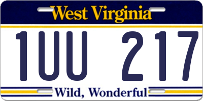 WV license plate 1UU217