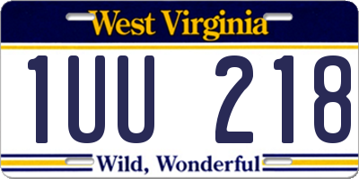 WV license plate 1UU218