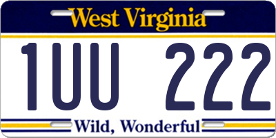 WV license plate 1UU222