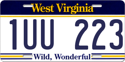 WV license plate 1UU223