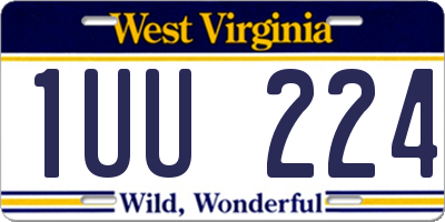 WV license plate 1UU224