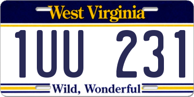 WV license plate 1UU231