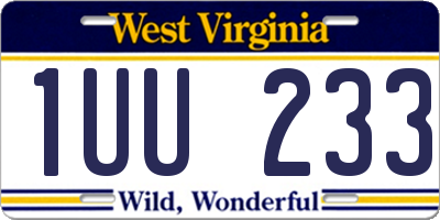 WV license plate 1UU233