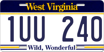 WV license plate 1UU240
