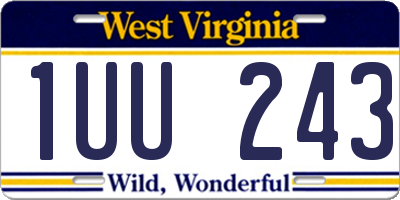 WV license plate 1UU243