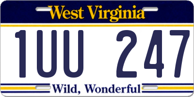 WV license plate 1UU247