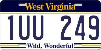 WV license plate 1UU249