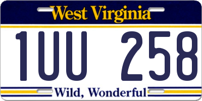 WV license plate 1UU258