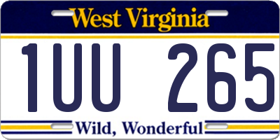 WV license plate 1UU265