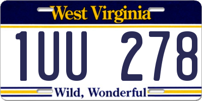 WV license plate 1UU278