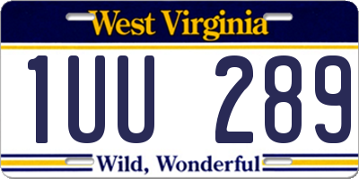 WV license plate 1UU289