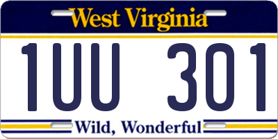 WV license plate 1UU301