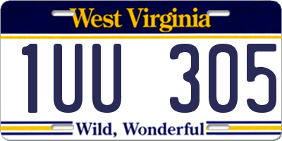 WV license plate 1UU305