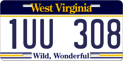 WV license plate 1UU308