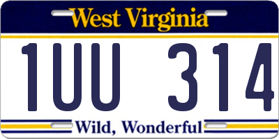 WV license plate 1UU314