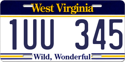 WV license plate 1UU345