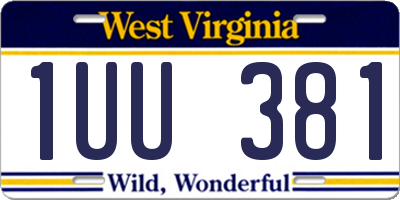 WV license plate 1UU381