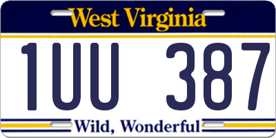 WV license plate 1UU387