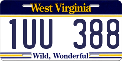 WV license plate 1UU388