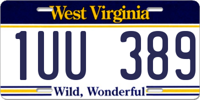 WV license plate 1UU389