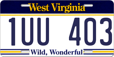 WV license plate 1UU403