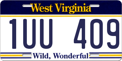 WV license plate 1UU409
