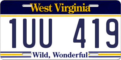 WV license plate 1UU419