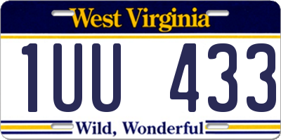 WV license plate 1UU433