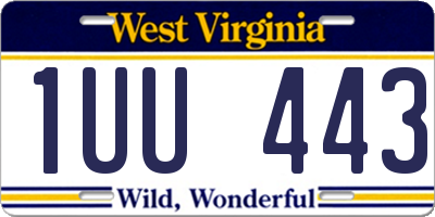 WV license plate 1UU443