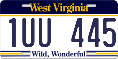 WV license plate 1UU445