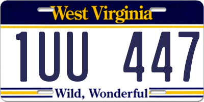 WV license plate 1UU447