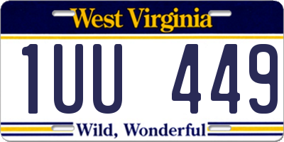 WV license plate 1UU449