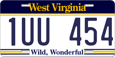 WV license plate 1UU454