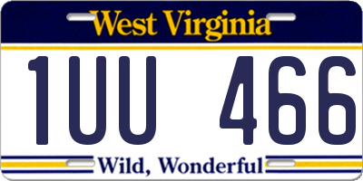 WV license plate 1UU466