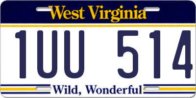 WV license plate 1UU514