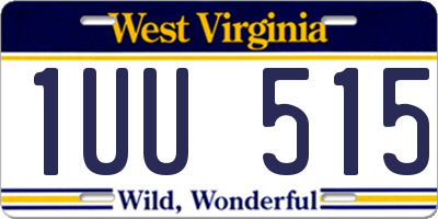 WV license plate 1UU515
