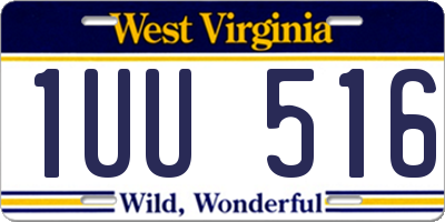 WV license plate 1UU516