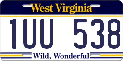 WV license plate 1UU538