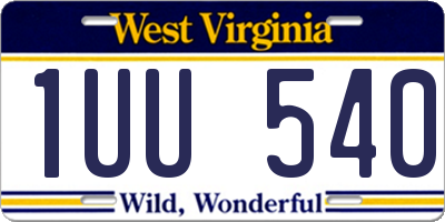 WV license plate 1UU540