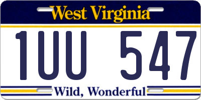 WV license plate 1UU547