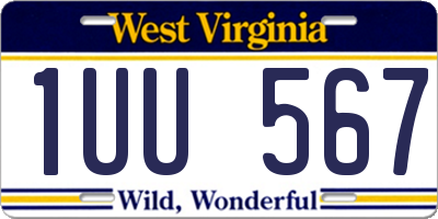 WV license plate 1UU567