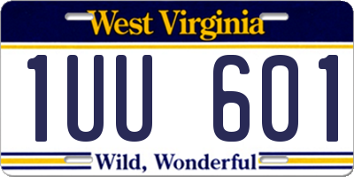 WV license plate 1UU601